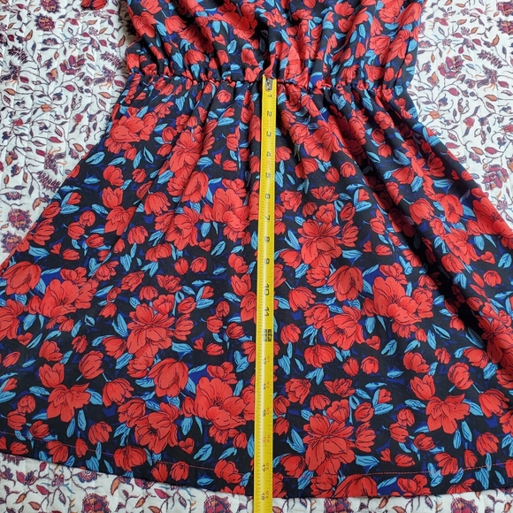 C+D+M Red and Navy Blue Floral Yoke Dress - Picture 6 of 10